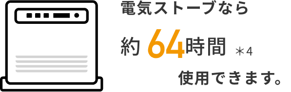 電気ストーブなら約50時間使用できます。