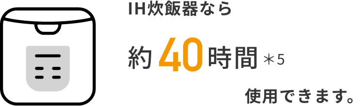 IH炊飯器なら約30時間使用できます。
